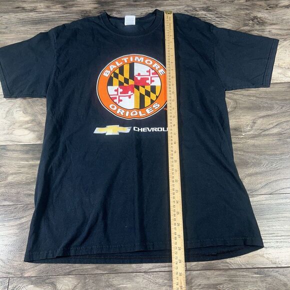 Baltimore Orioles Chevrolet T Shirt Mens Large Black Fruit Of The Loom MLB - Picture 5 of 7